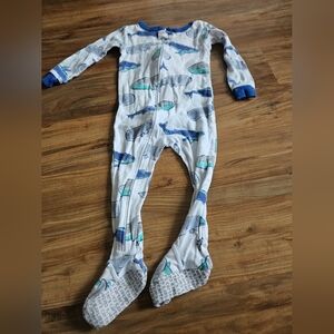 Carter's Blue and White Fish Print Footie 24 Months